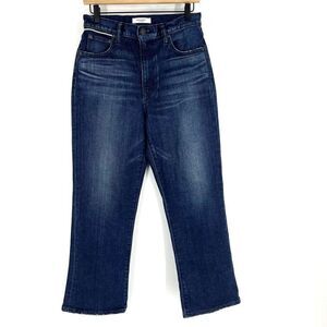 Moussy Vintage Jeans Size 28 Womens Blue Emma Cropped Flare Dark Wash Stretch
